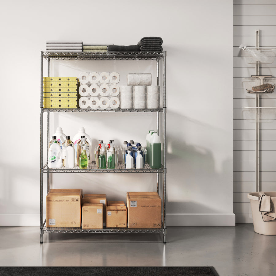 24"d x 48"w Chrome Wire Shelving w/ 4 Shelves