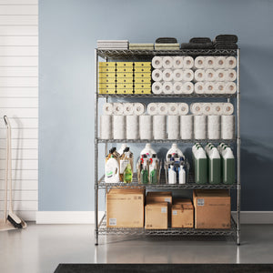 30"d x 48"w Chrome Wire Shelving w/ 5 Shelves