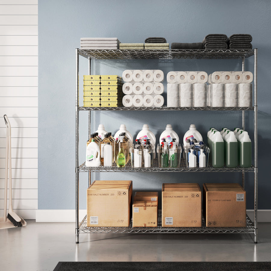 30"d x 60"w Chrome Wire Shelving w/ 4 Shelves