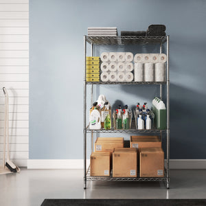 36"d x 36"w Chrome Wire Shelving w/ 4 Shelves