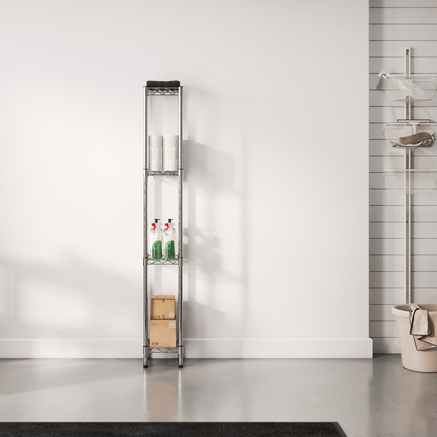 8"d x 12"w Chrome Wire Shelving w/ 4 Shelves