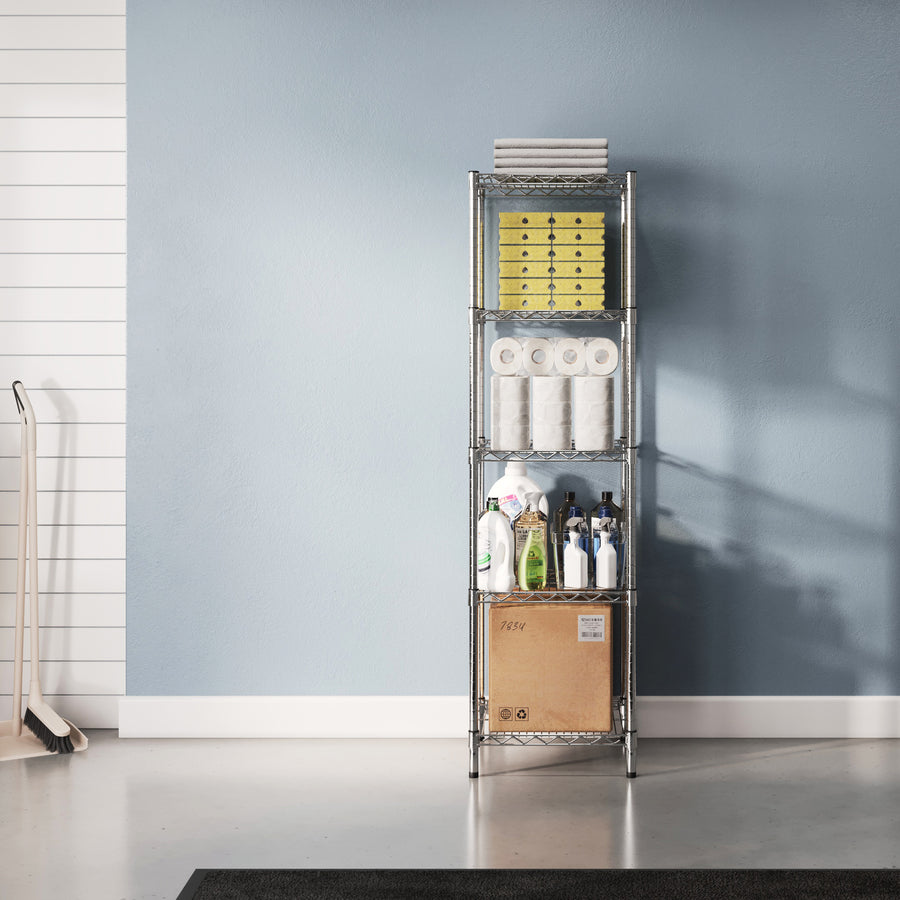 24"d x 24"w Chrome Wire Shelving w/ 5 Shelves