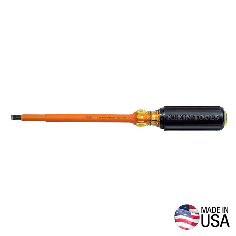 Klein Insulated Screwdriver, 5/16-Inch Cabinet, 7-Inch Round Shank (602-7-INS)
