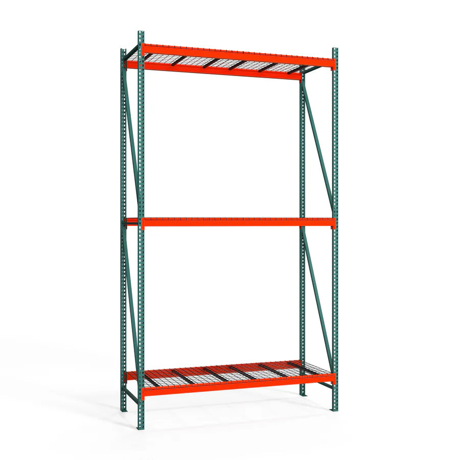 3-Tier Teardrop Pallet Rack Starter Units w/ Wire Decking - 42"d x 192"h