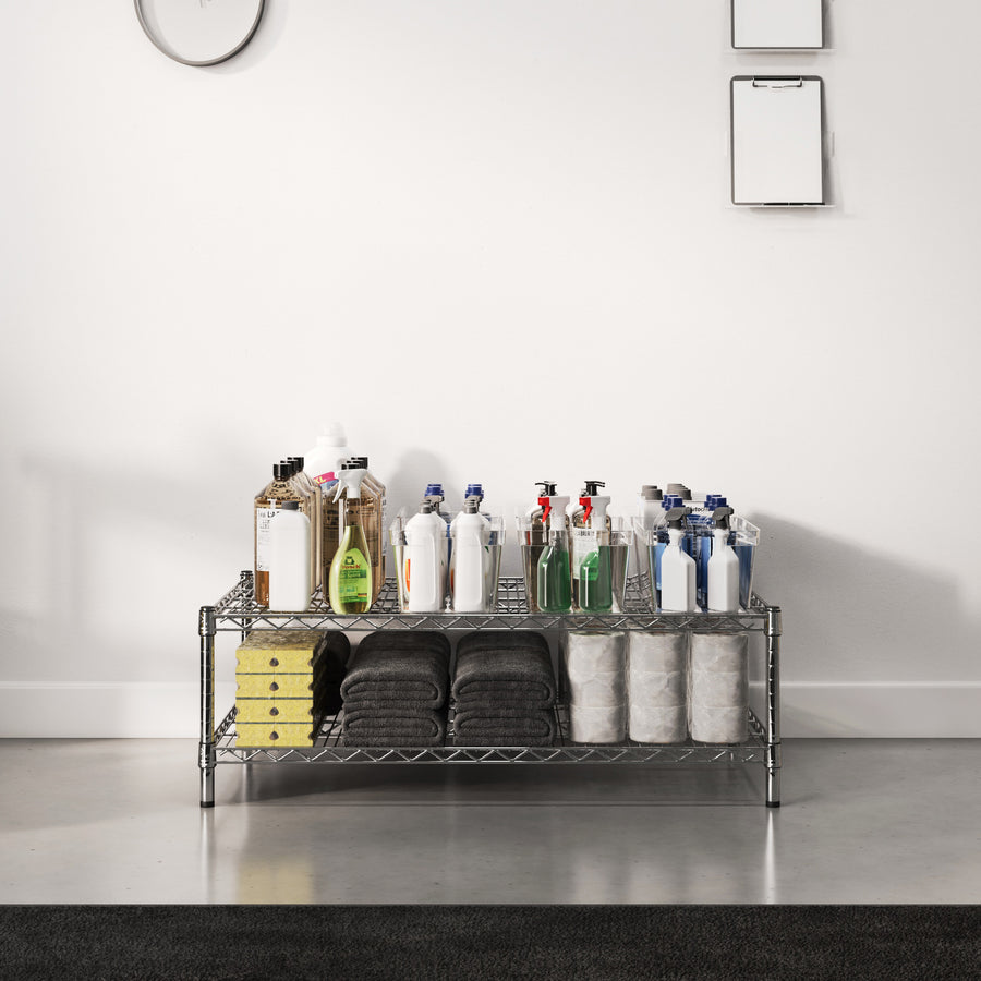 24"d x 14"h Chrome Wire Shelving w/ 2 Shelves