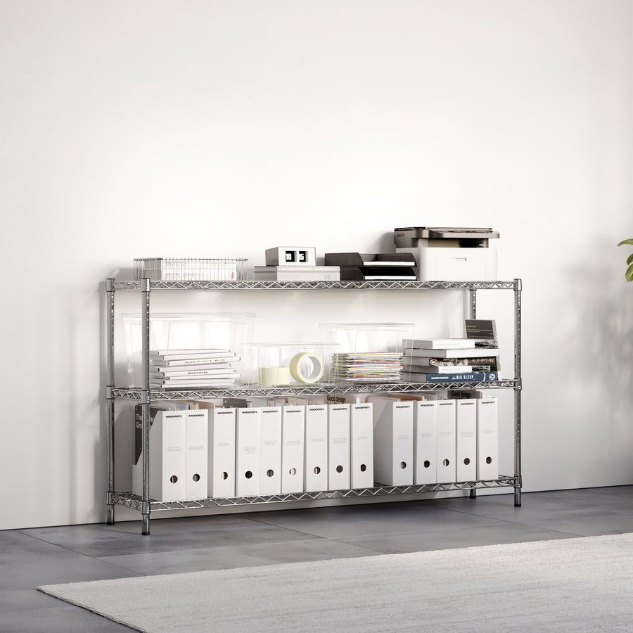 14"d x 34"h Chrome Wire Shelving w/ 3 Shelves