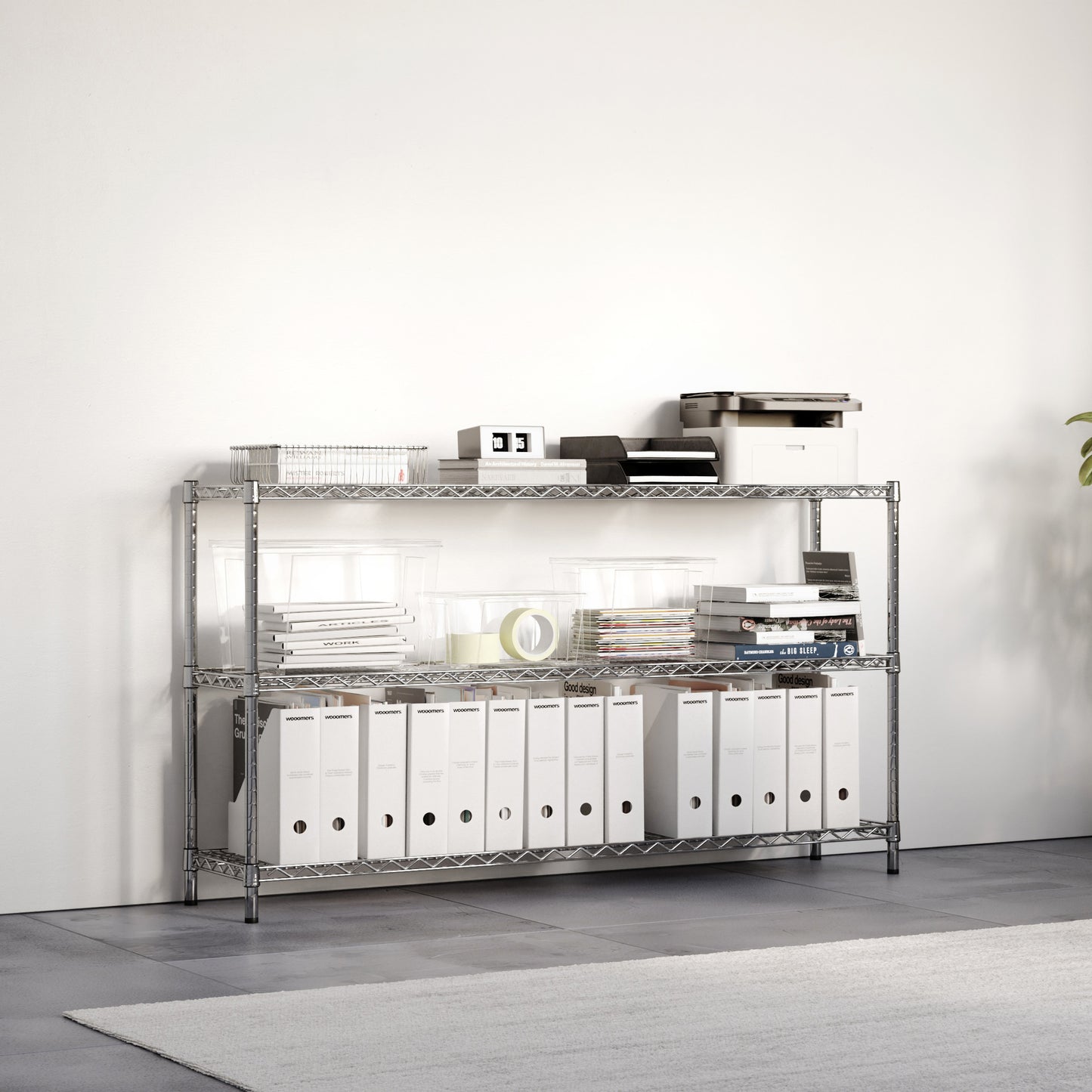 14"d x 34"h Chrome Wire Shelving w/ 3 Shelves