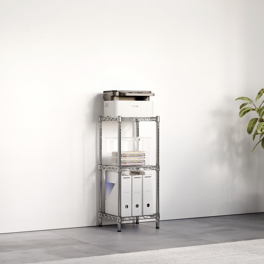 14"d x 34"h Chrome Wire Shelving w/ 3 Shelves