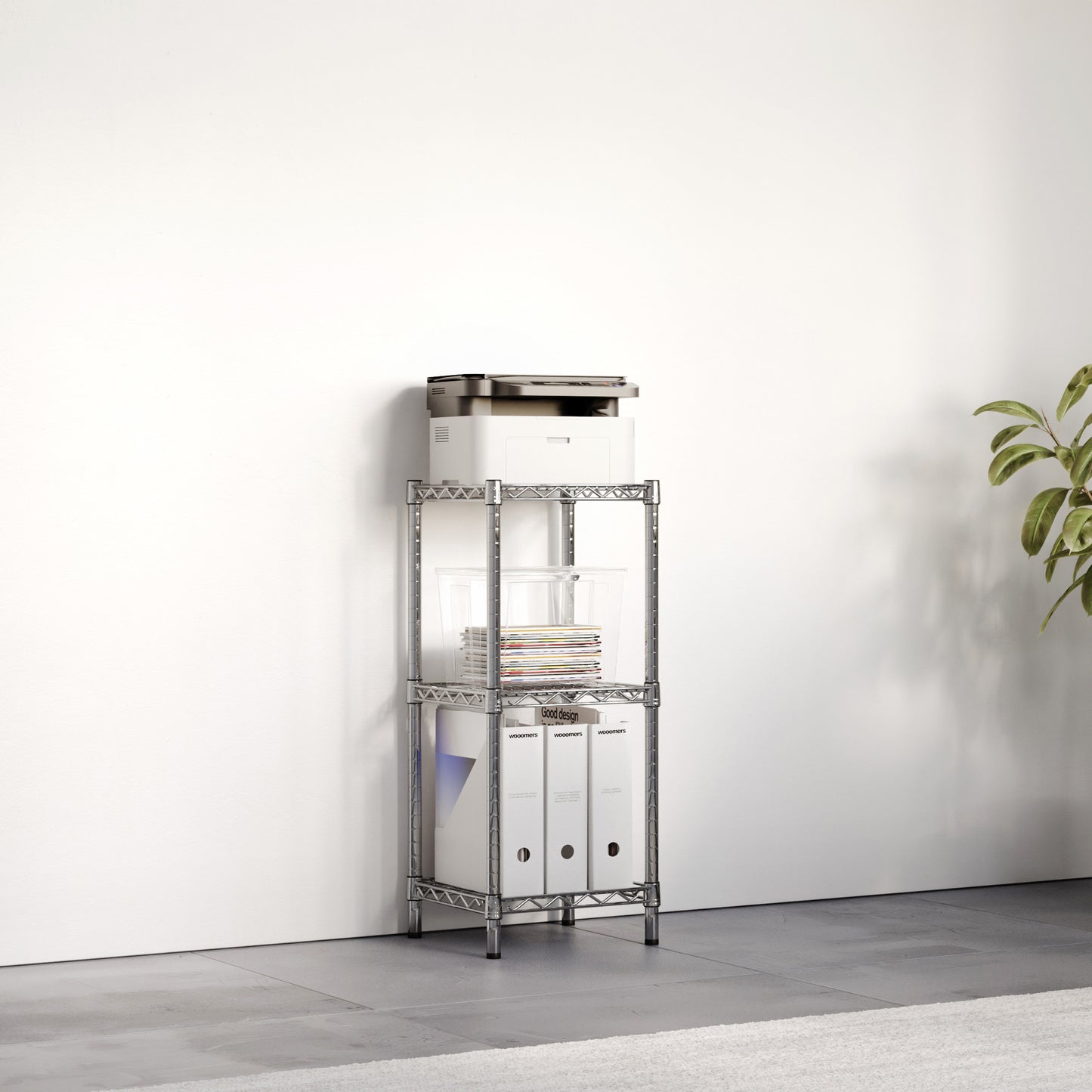 14"d x 34"h Chrome Wire Shelving w/ 3 Shelves