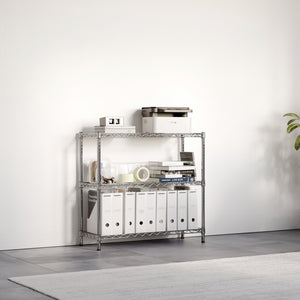 14"d x 34"h Chrome Wire Shelving w/ 3 Shelves