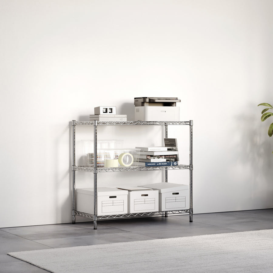 21"d x 34"h Chrome Wire Shelving w/ 3 Shelves