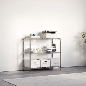 21"d x 34"h Chrome Wire Shelving w/ 3 Shelves