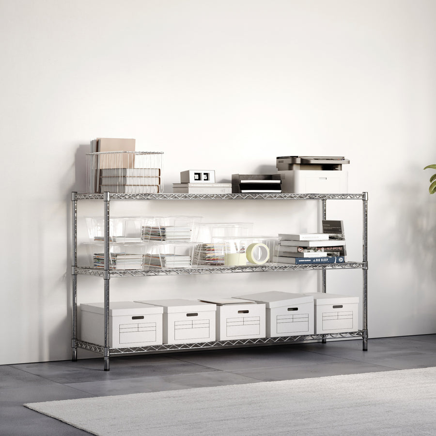 21"d x 34"h Chrome Wire Shelving w/ 3 Shelves