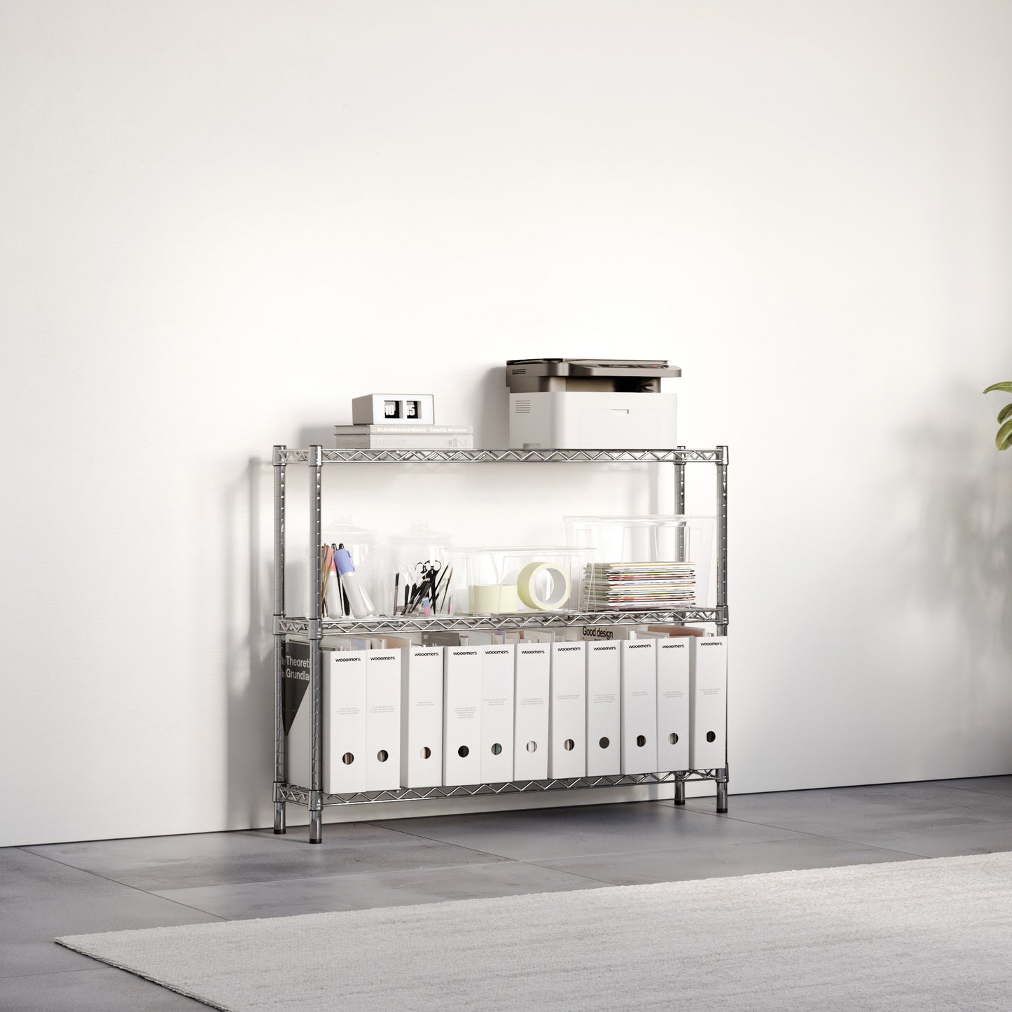 8"d x 34"h Chrome Wire Shelving w/ 3 Shelves