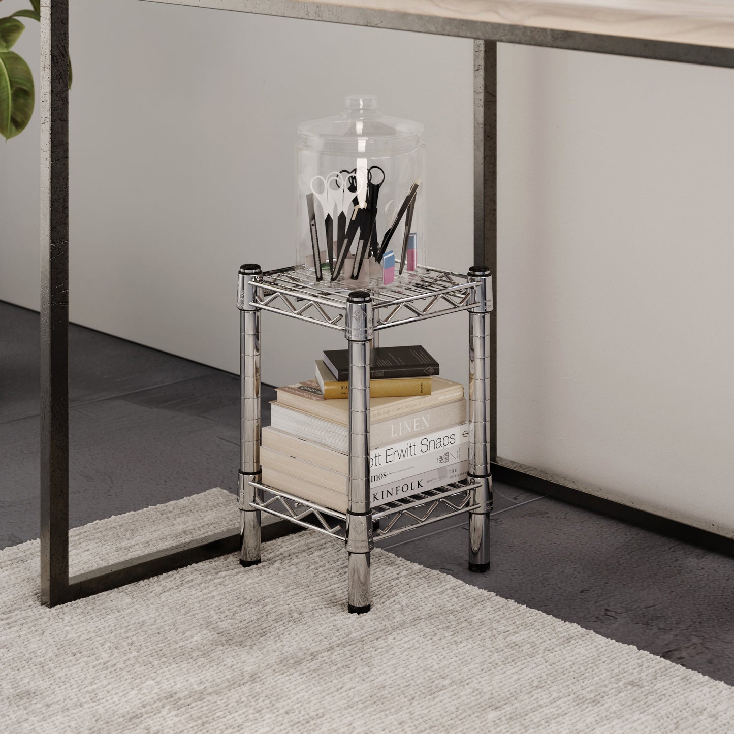 8"d x 14"h Chrome Wire Shelving w/ 2 Shelves