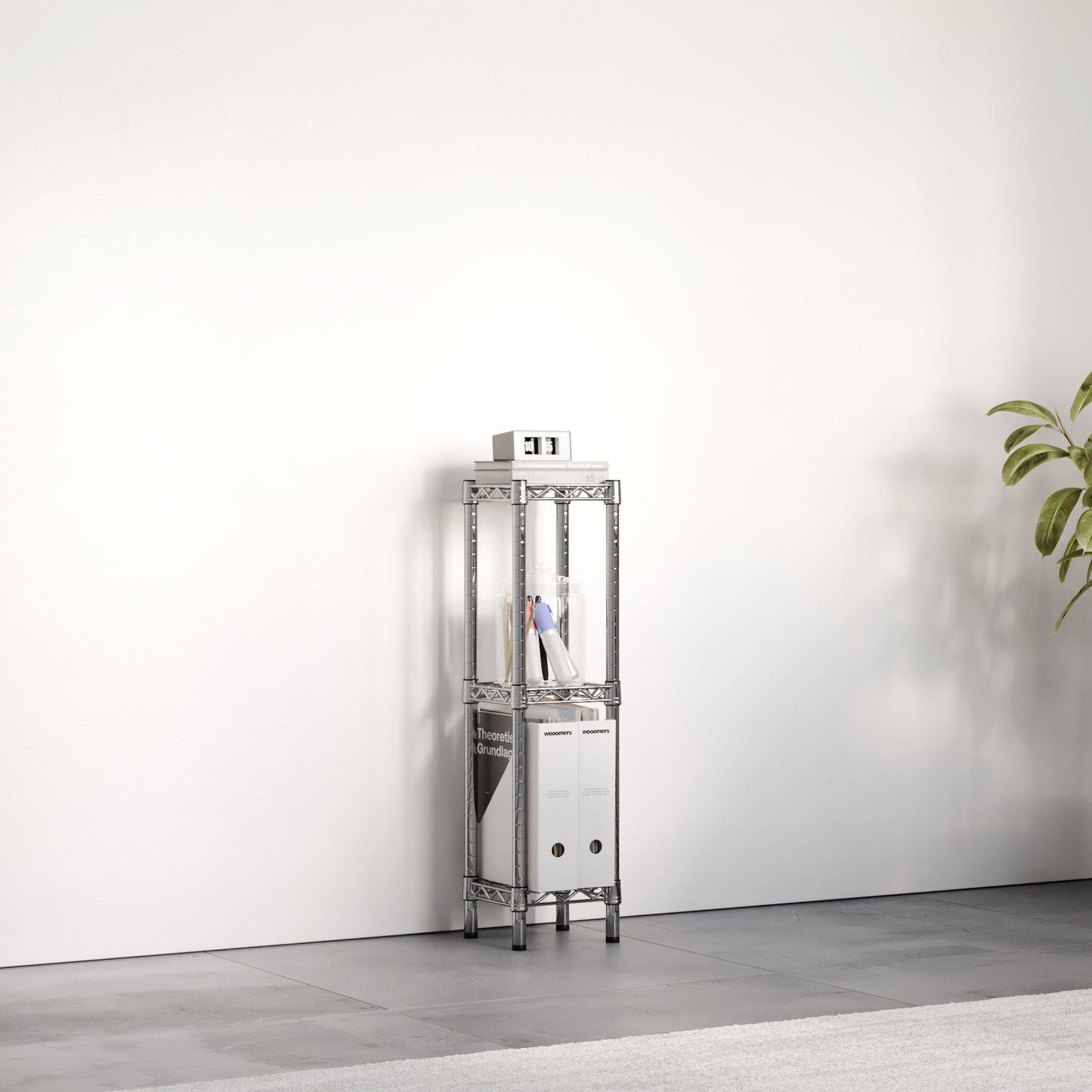 8"d x 34"h Chrome Wire Shelving w/ 3 Shelves