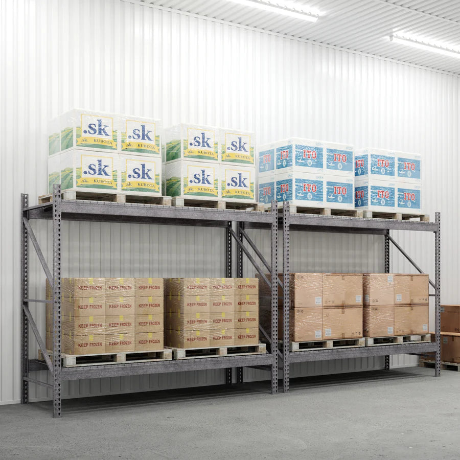 2-Tier Galvanized Teardrop Pallet Rack Starter Units - 48"d x 120"h