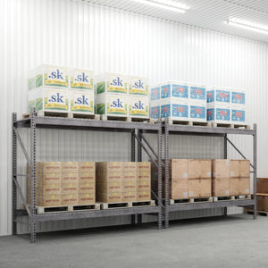 2-Tier Galvanized Teardrop Pallet Rack Starter Units - 48"d x 120"h