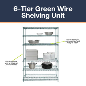 6-Tier Green Wire Shelving Unit