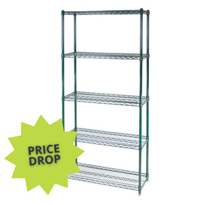 18"d 5-Tier Green Wire Shelving