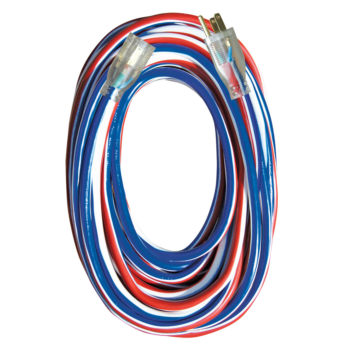 Voltec 12/3 Red White & Blue Extension Cord with Lighted End, 100 ft (05-00159-US)