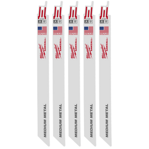 Milwaukee 9" 18 TPI SAWZALL Blade for Medium Metal (5 PK) (48-00-5188)