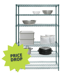 6-Tier Green Wire Shelving Unit