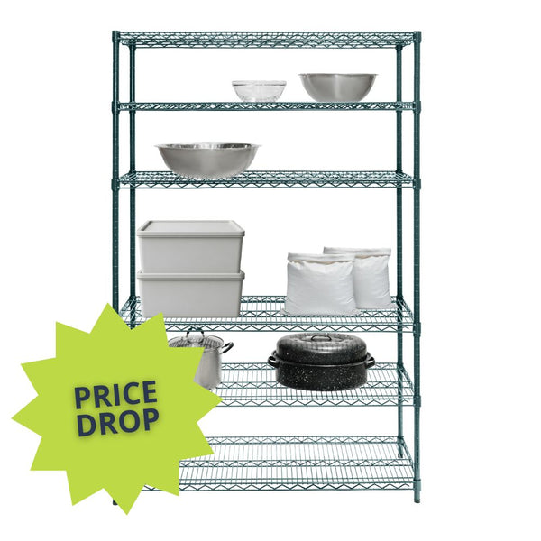 6-Tier Green Wire Shelving Unit