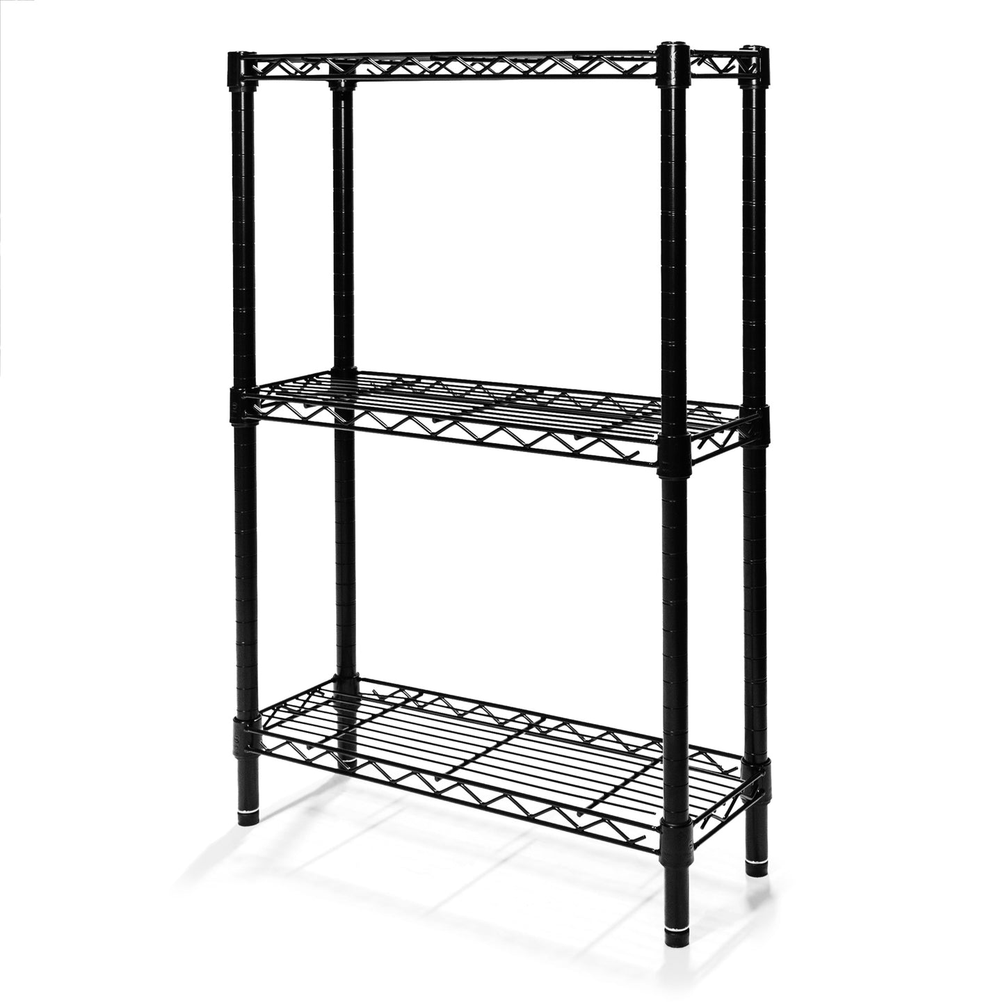 8"d x 34"h Black Wire Shelving w/ 3 Shelves