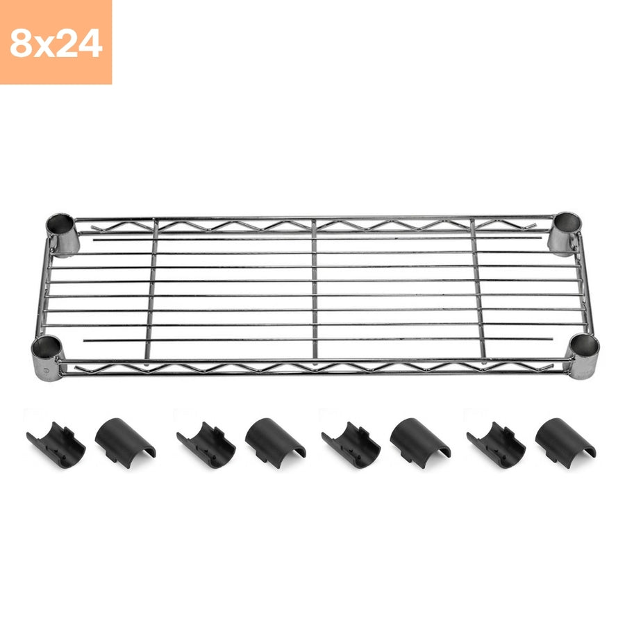 8"d x 24"w Chrome Wire Shelving w/ 5 Shelves