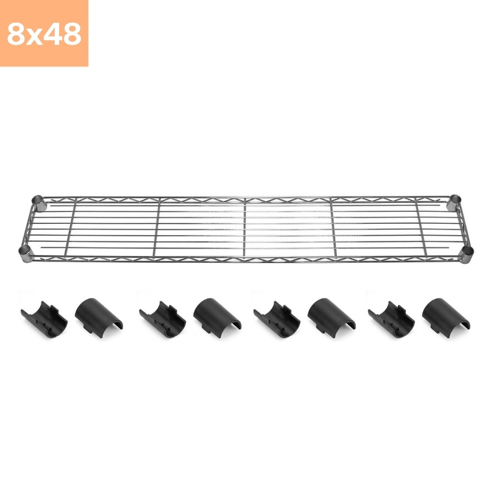 8"d x 48"w Chrome Wire Shelving w/ 5 Shelves