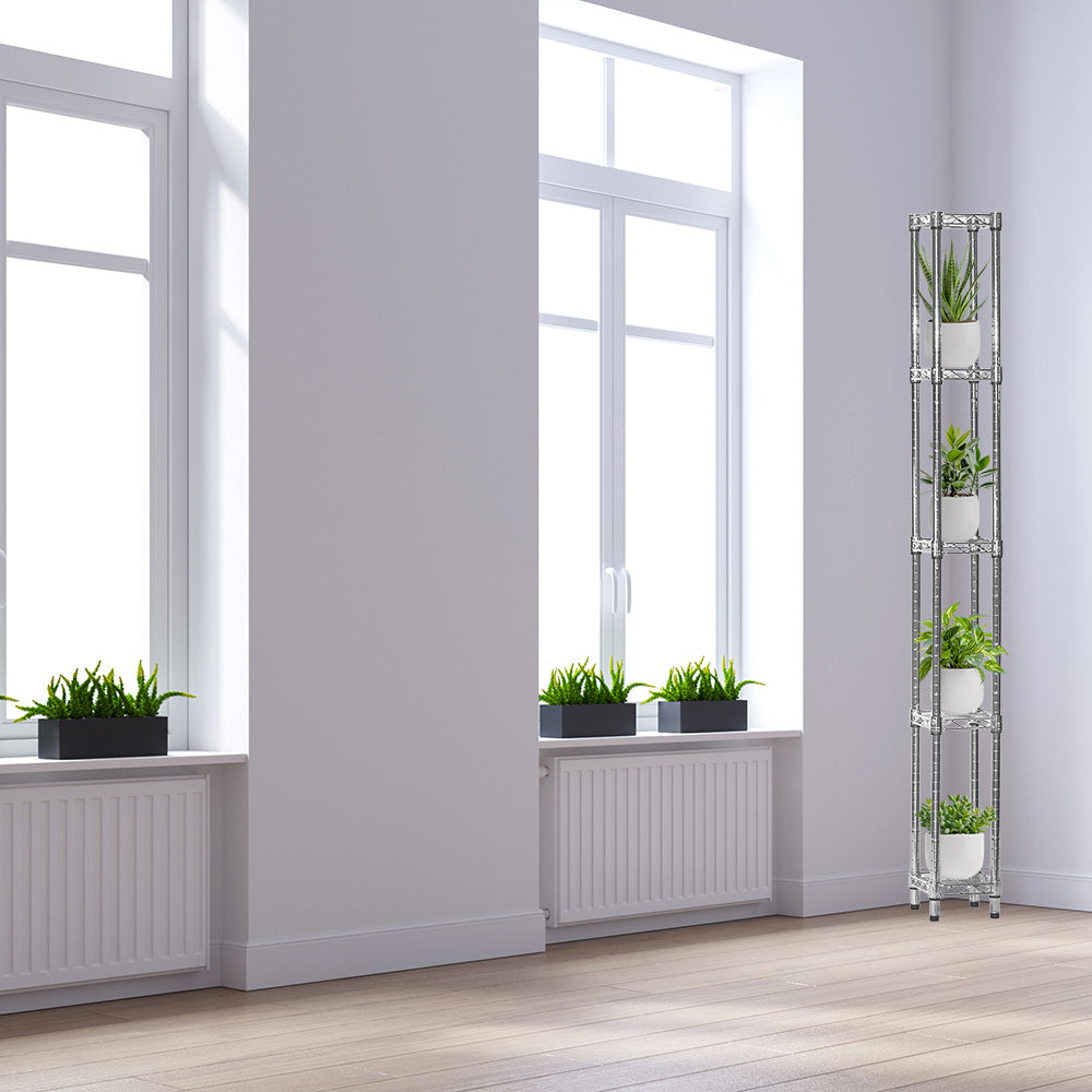 10"d x 10"w Chrome Wire Shelving w/ 5 Shelves