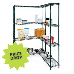Green Wire Shelving Corner Unit