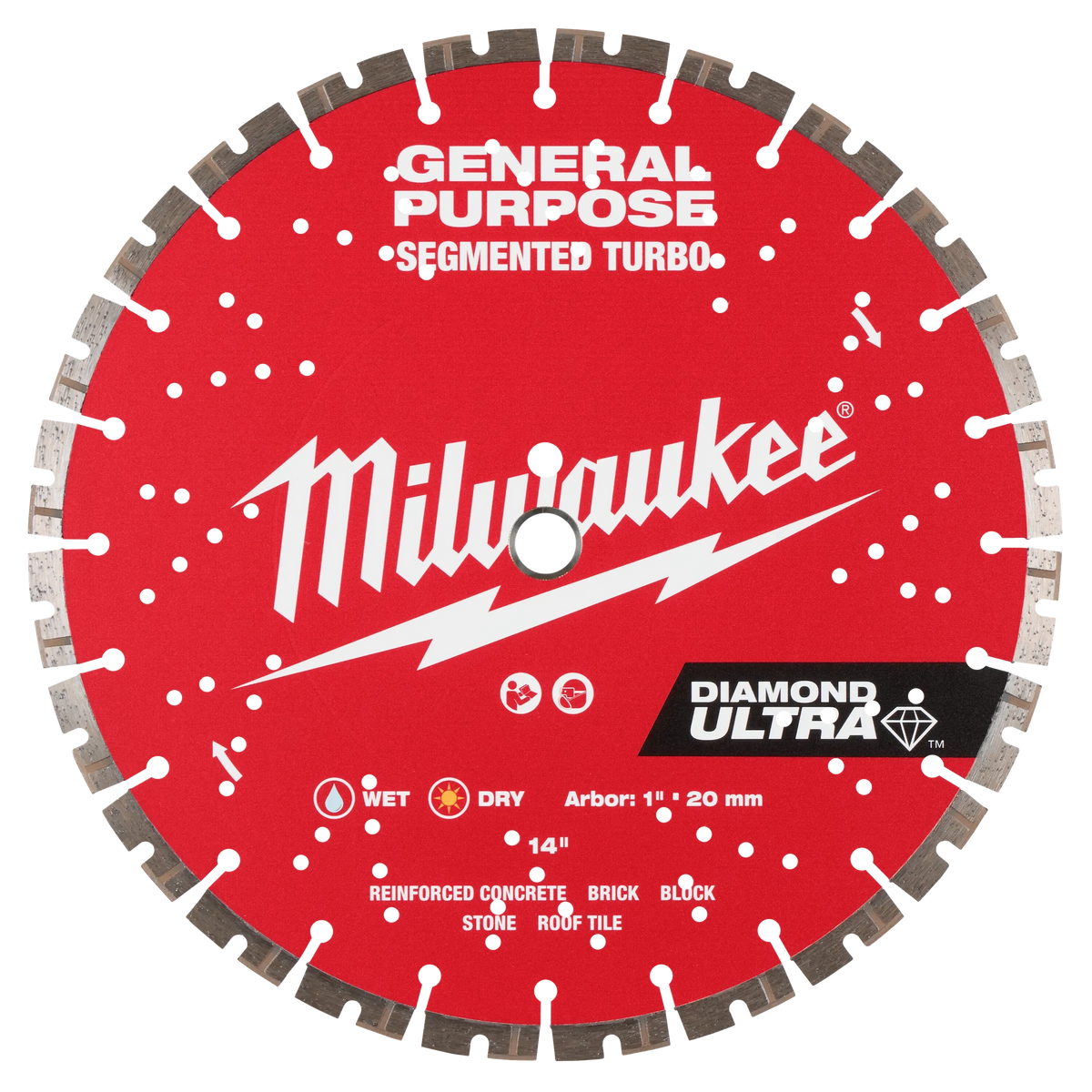 Milwaukee 14" DIAMOND ULTRA™ Segmented Turbo, General Purpose Diamond Blade (49-93-7540)