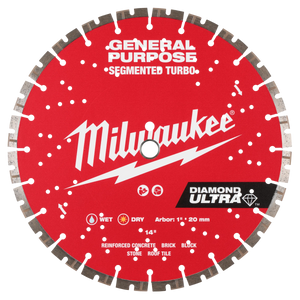Milwaukee 14" DIAMOND ULTRA™ Segmented Turbo, General Purpose Diamond Blade (49-93-7540)