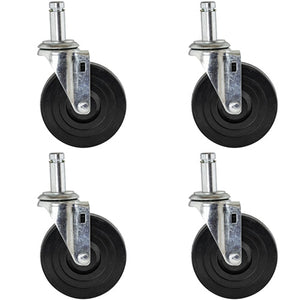 Rubber Stem Casters - 4-Pack