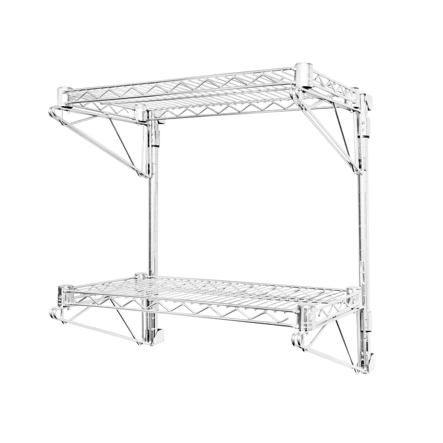 12"d Wall-Mounted Wire Shelving w/ 2 Shelves