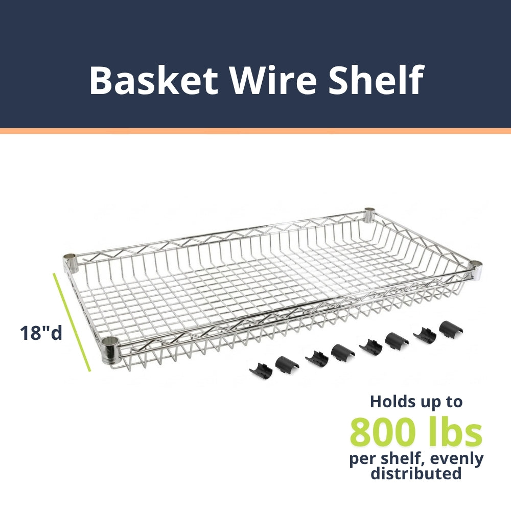 Chrome Basket Wire Shelves with Shelf Clips