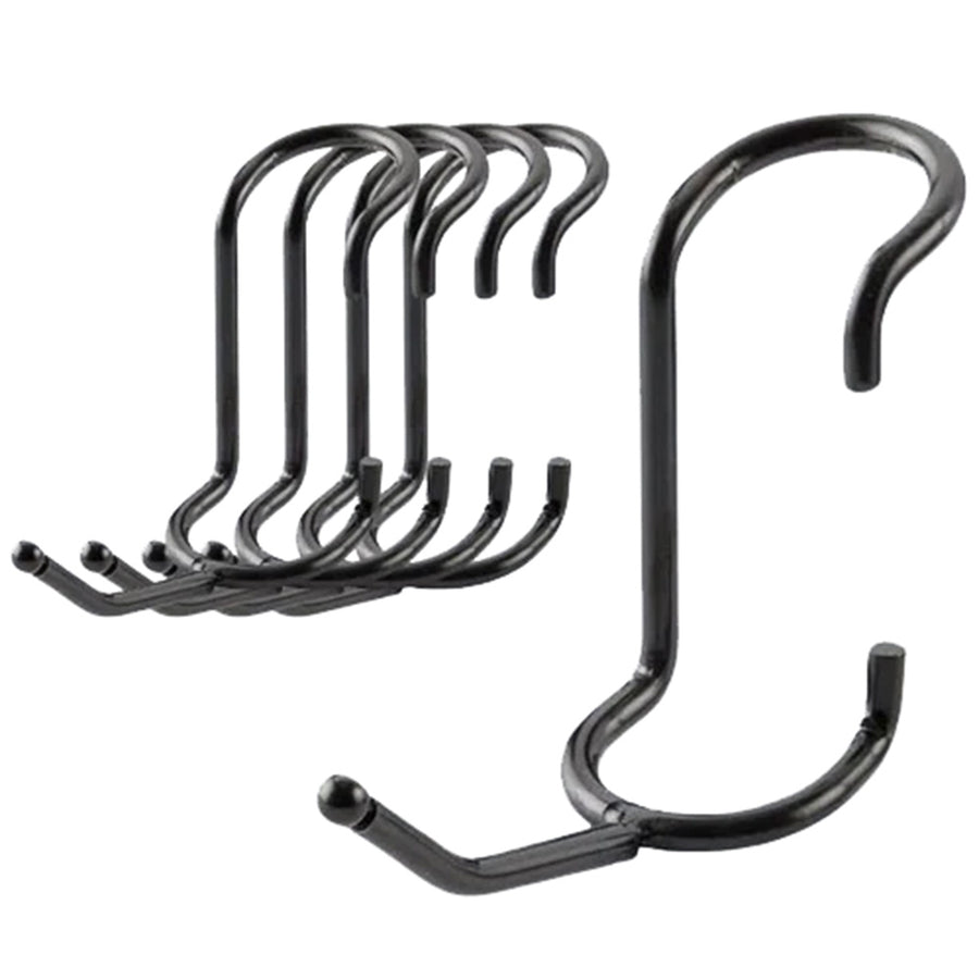 5-pack of 2-inch black powder-coated steel all-purpose post hooks for 1-inch diameter wire shelving posts.