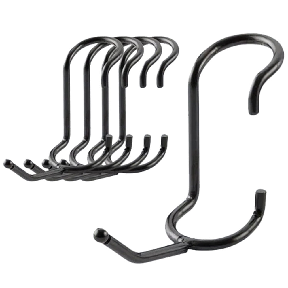 5-pack of 2-inch black powder-coated steel all-purpose post hooks for 1-inch diameter wire shelving posts.