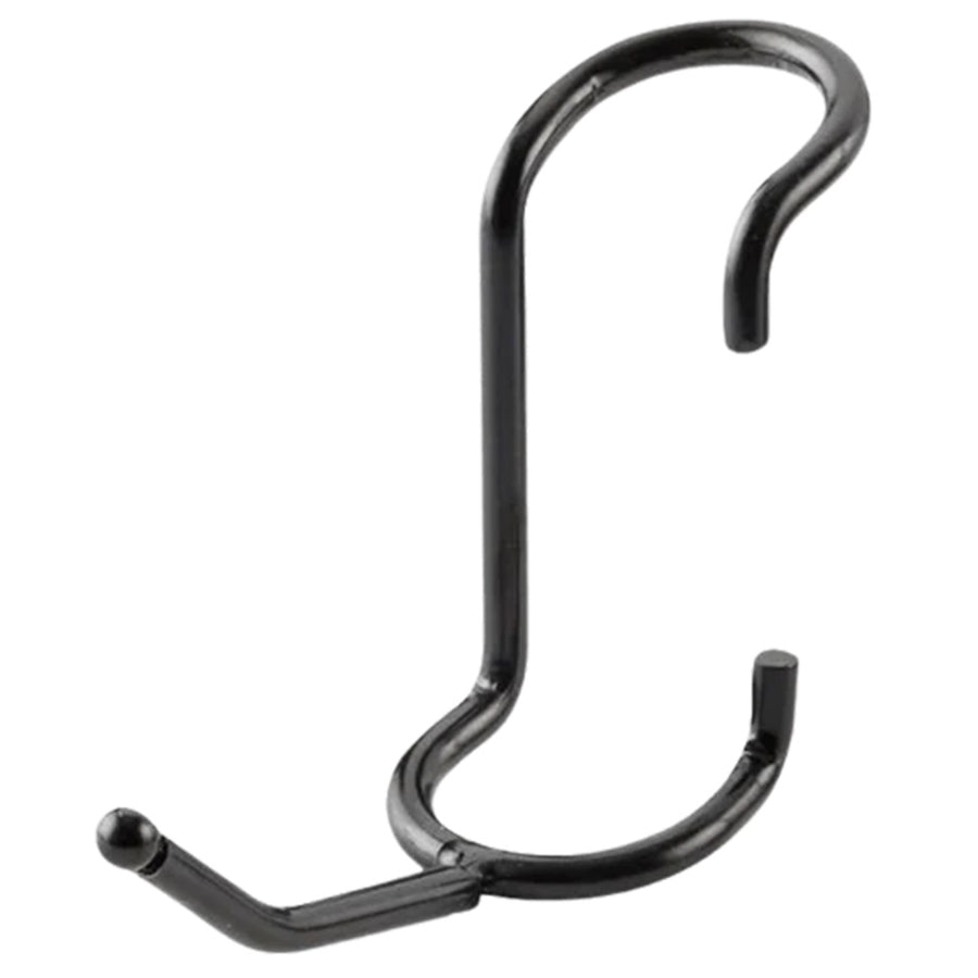 2-inch black powder-coated steel all-purpose post hook for 1-inch diameter wire shelving posts.
