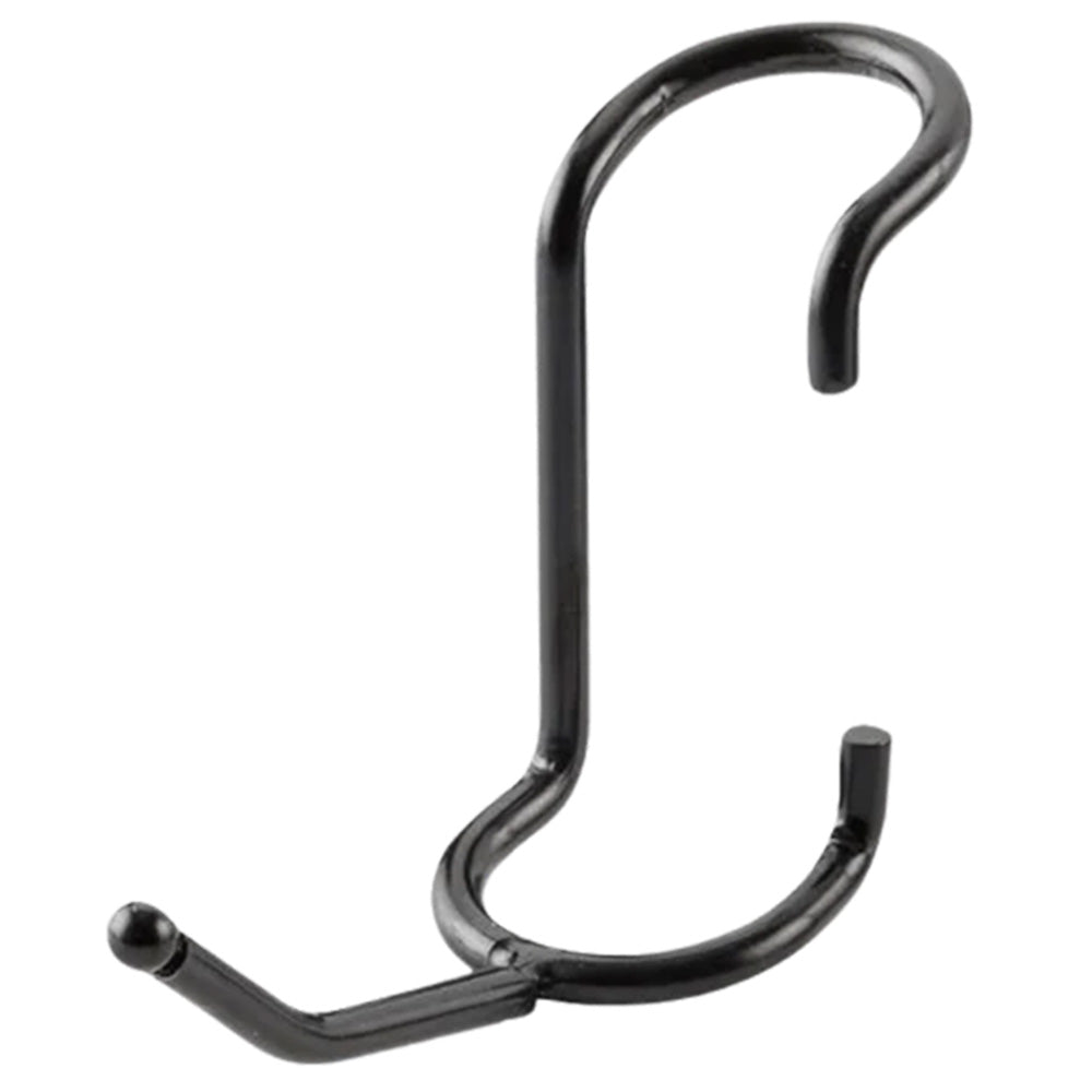 2-inch black powder-coated steel all-purpose post hook for 1-inch diameter wire shelving posts.