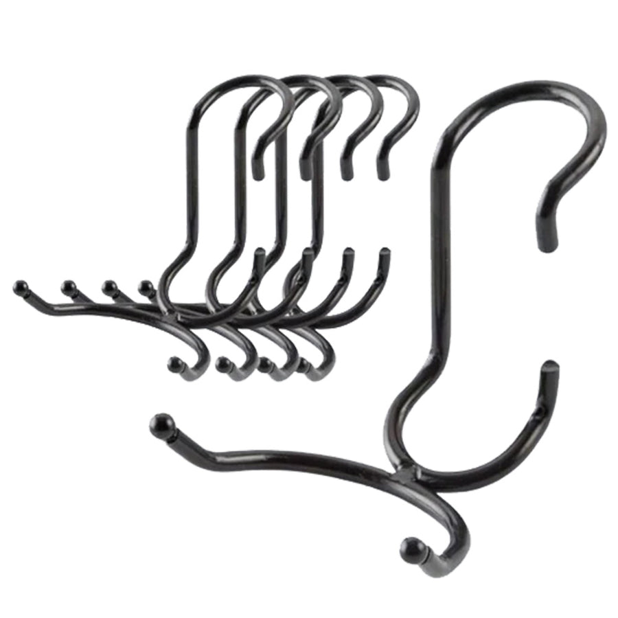 5-pack of black powder-coated steel C-style post hooks for 1-inch diameter wire shelving posts.