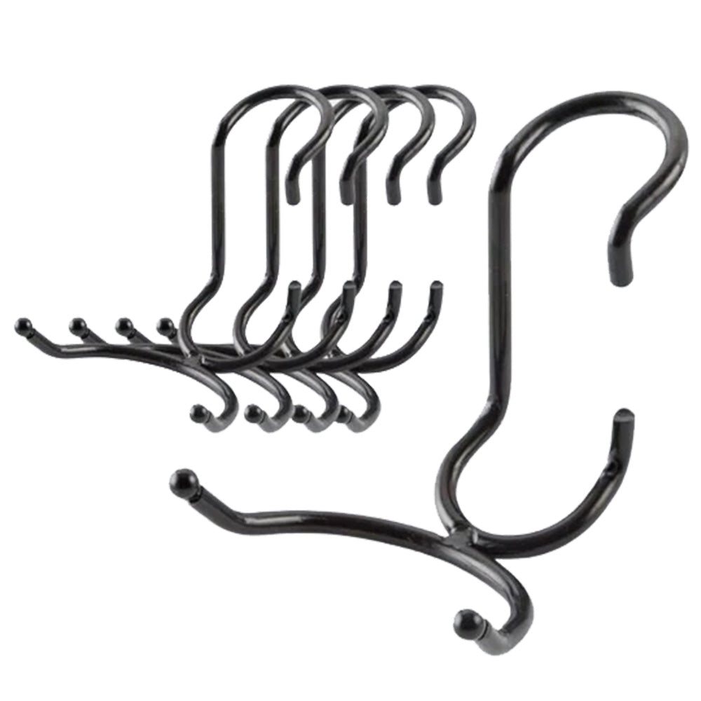 5-pack of black powder-coated steel C-style post hooks for 1-inch diameter wire shelving posts.