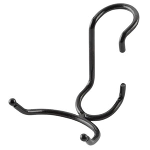 Black powder-coated steel C-style post hook for 1-inch diameter wire shelving posts.