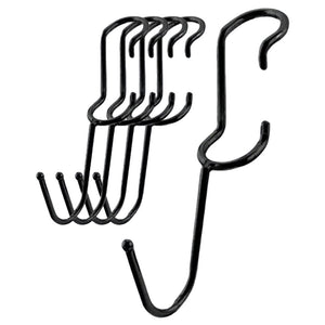 5-pack of black powder-coated steel J-style post hooks for 1-inch diameter wire shelving posts.