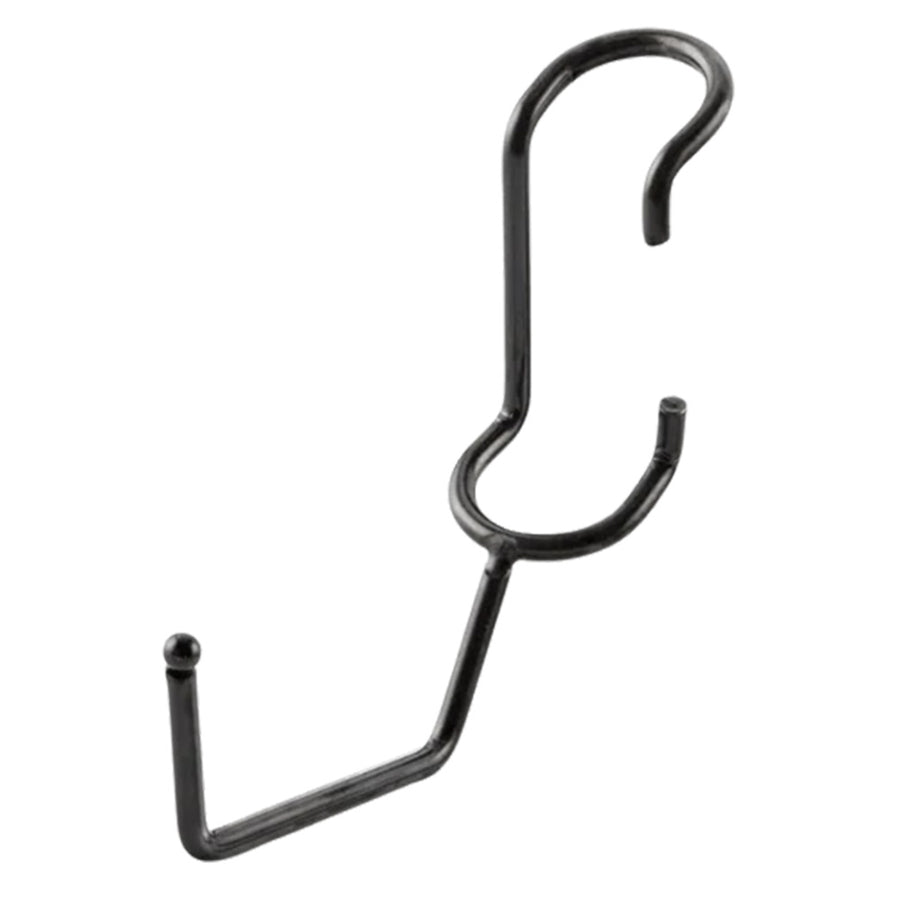 Black powder-coated steel utility hanger post hook for 1-inch diameter wire shelving posts.