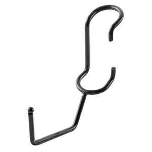 Black powder-coated steel utility hanger post hook for 1-inch diameter wire shelving posts.