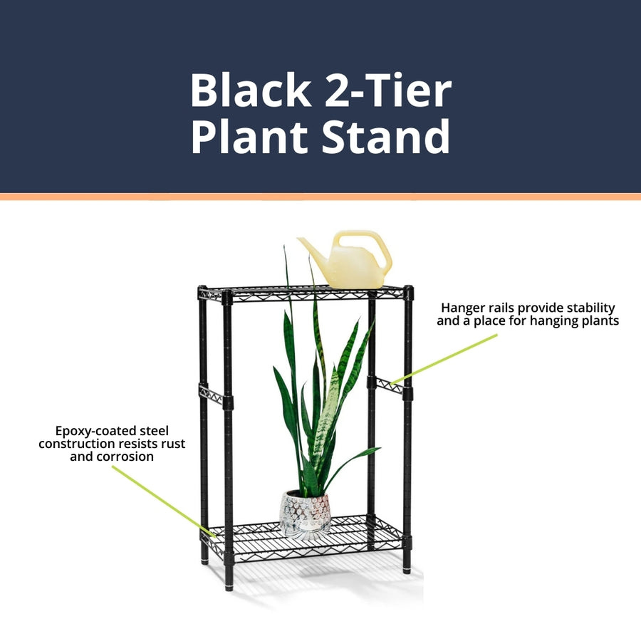 Black 2-Tier Plant Stand