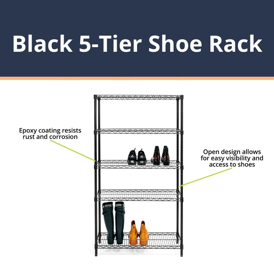 Black 5-Tier Shoe Rack